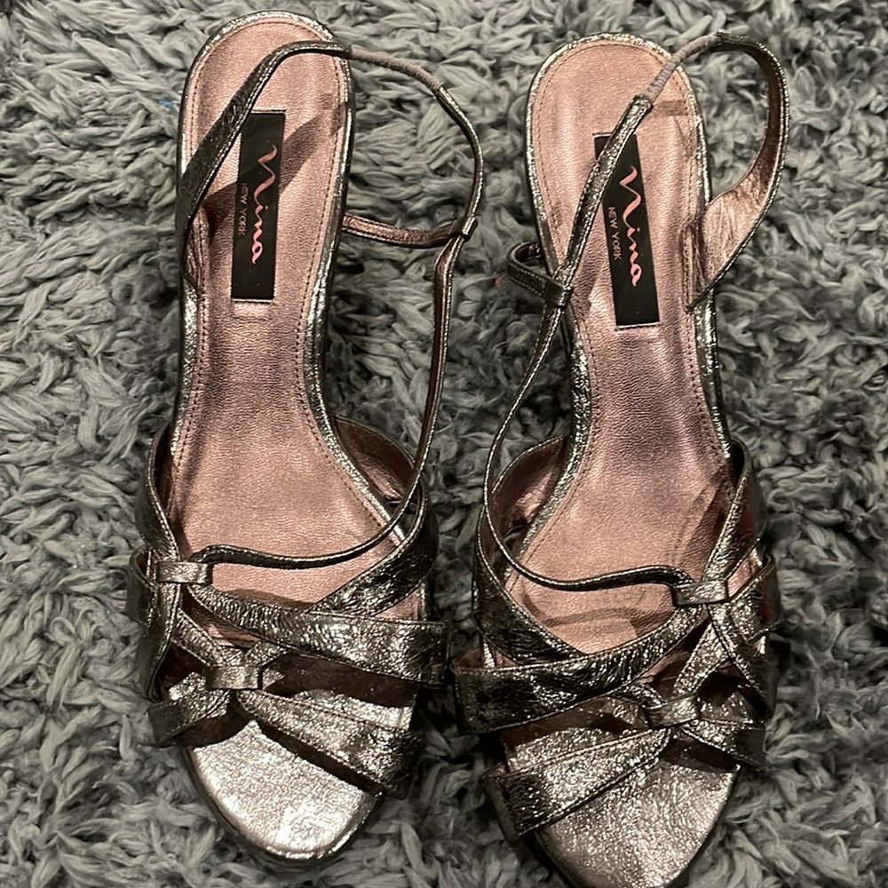 Silver Nina Heels Size 9.5